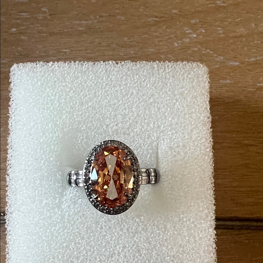 Elegant Lab Created Amber Topaz Ring